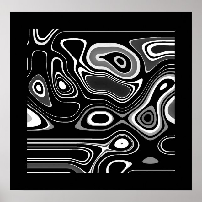 Abstrakt Konst Affisch Ultra Modern Svart Vitt (Framsidan)