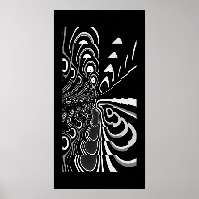 Abstrakt Konst Affisch Ultra Modern Svart Vitt Grå (Framsidan)
