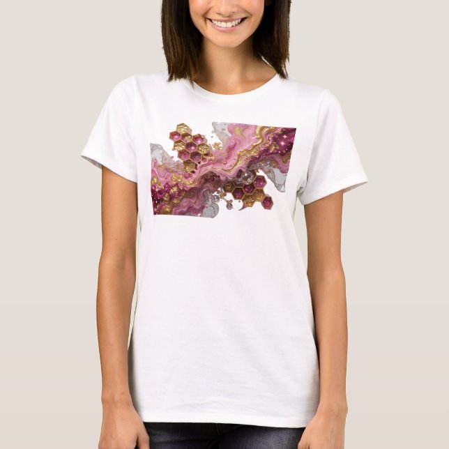ABSTRAKT KONST BIKAKEMÖNSTER BLOMMÖNSTER T SHIRT (Framsida)