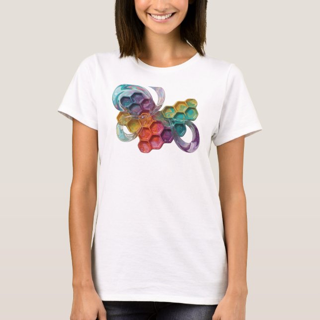 ABSTRAKT KONST BIKAKEMÖNSTER BLOMMÖNSTER v6 T Shirt (Framsida)