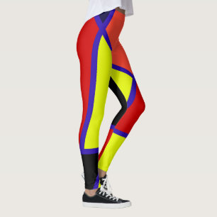 Abstrakt konst Blå Gul Röd Minimalism Leggings