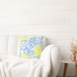 Abstrakt konst blå gul vit minimalism kudde