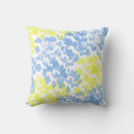 Abstrakt konst blå gul vit minimalism kudde