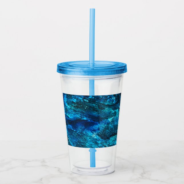 Abstrakt konst Blå tumblare Take Away Mugg (Framsida)