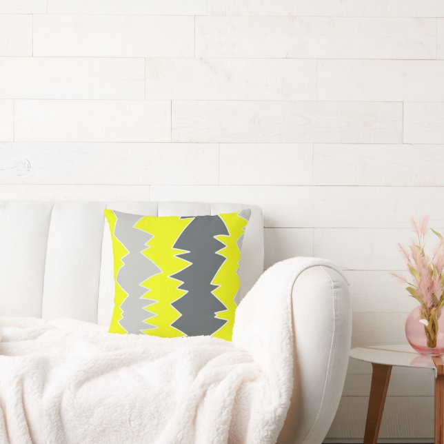 Abstrakt konst blekgrå gul kolgrå kudde (Soffa)