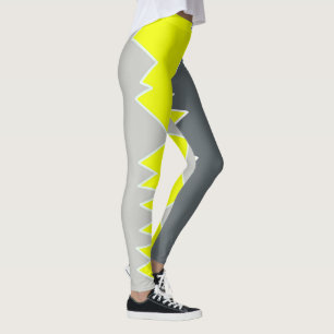 Abstrakt konst blekgrå gul kolgrå leggings