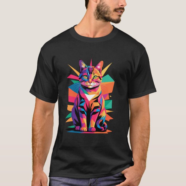 Abstrakt konst California Spangled Katt T Shirt (Framsida)
