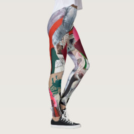 Abstrakt konst collage Handmålad Leggings