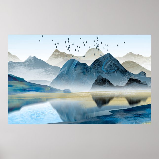 Abstrakt konst, dekorativ bakgrund. Berg och Poster (Framsidan)
