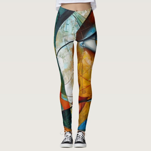 Abstrakt konst färglös leggings (Framsida)