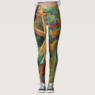 Abstrakt konst färglös leggings