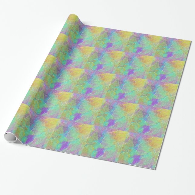 Abstrakt konst Färgrik Texturerad Glas Presentpapper (Utrullad)
