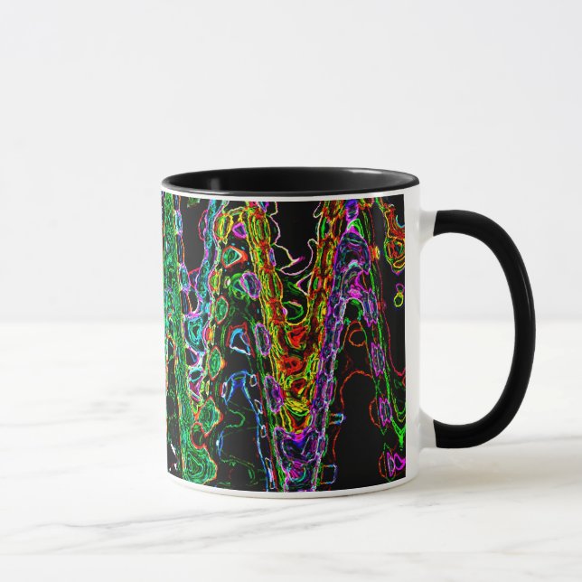 Abstrakt konst för regnbågeWaveforms Mugg (Höger)