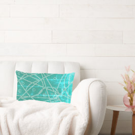 Abstrakt konst grön blå linje cirklar minimalism lumbarkudde