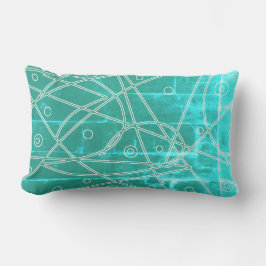 Abstrakt konst grön blå linje cirklar minimalism lumbarkudde