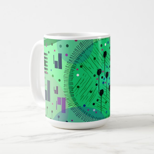 Abstrakt konst: Grön kiwifrukter Kaffemugg (Framsida vänster)