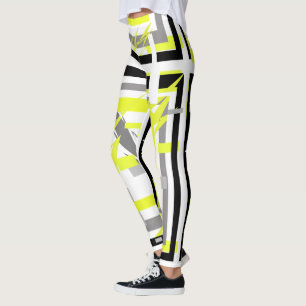 Abstrakt konst gul grå pastell färg Leggings