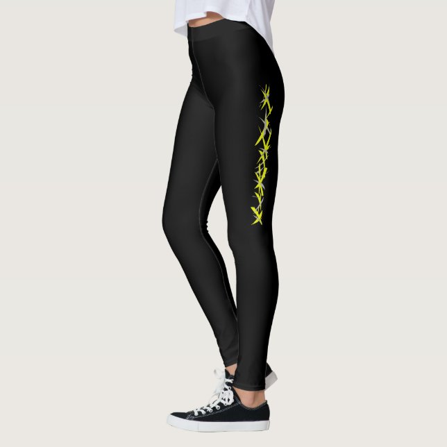 Abstrakt konst gul grå pastella färger Leggings (Vänster)