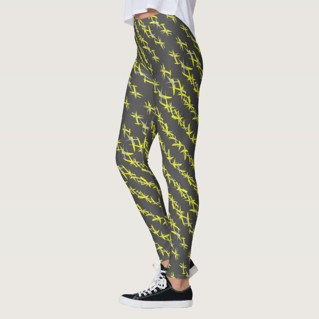 Abstrakt konst gul grå pastella färger Leggings (Vänster)