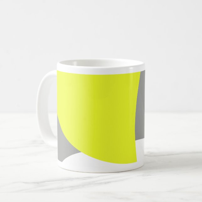 Abstrakt konst gul grå vit kaffemugg (Framsida vänster)