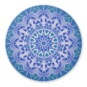 Abstrakt konst Handmålad blå teal mandala keramik Knopp