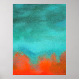 Abstrakt konst himmel eld lava röd orange turkos poster