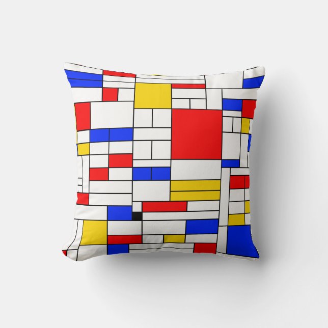 Abstrakt konst i Piet Mondrian-stil Kudde (Framsida)