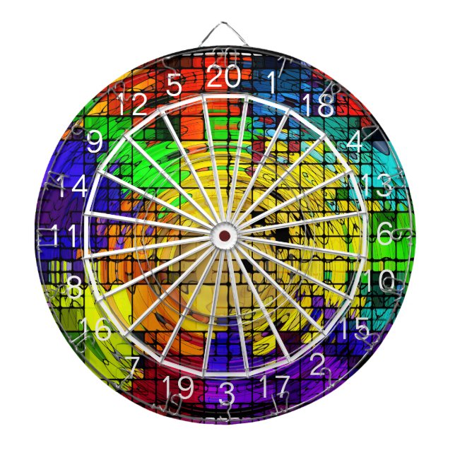 Abstrakt konst i primärfärger Prickigt Dart Board Darttavla (Framsidan)
