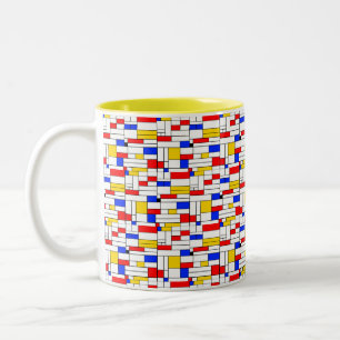 Abstrakt konst kaffemugg i Piet Mondrians stil