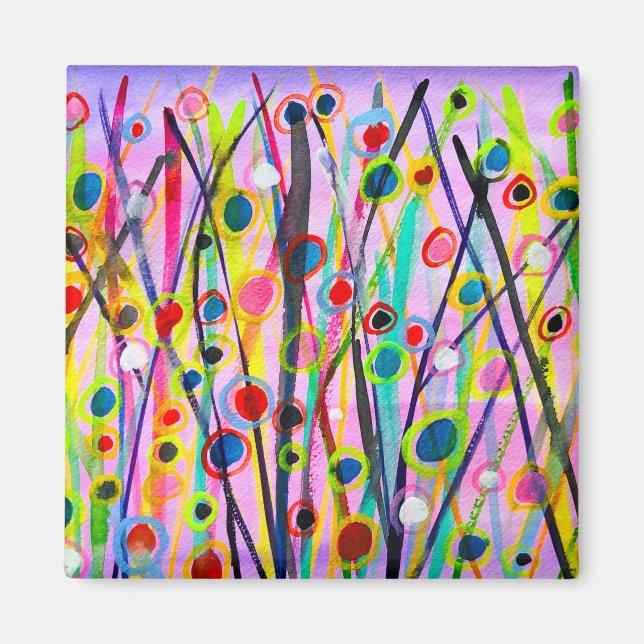 abstrakt konst landskap färgrik akvarell magnet (Framsidan)