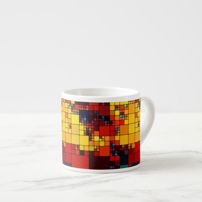 Abstrakt konst levande regnbåge geometriskt mönste espressomugg (Framsida höger)