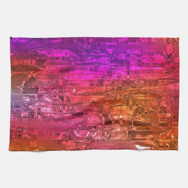 Abstrakt konst, Lila Orange Rosa Kökshandduk (Horisontell)