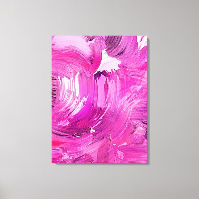 Abstrakt konst lila rosa vit penseldrag canvastryck (Framsida)