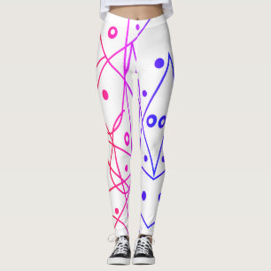Abstrakt konst lila vita linjer cirklar minimalism leggings