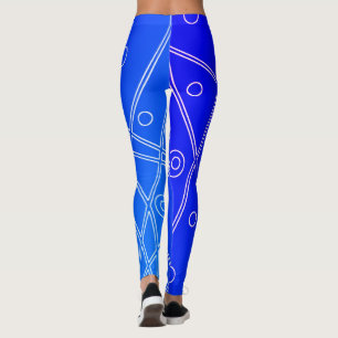 Abstrakt konst Ljus blå linje cirklar Minimalism Leggings