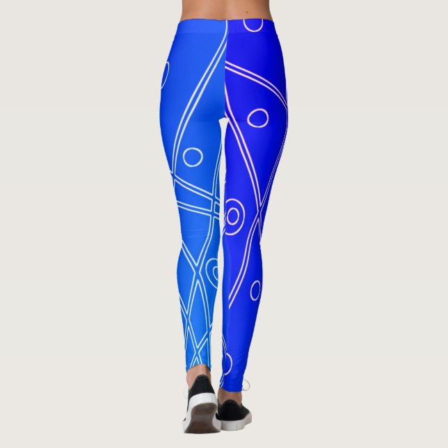 Abstrakt konst Ljus blå linje cirklar Minimalism Leggings (Baksida)
