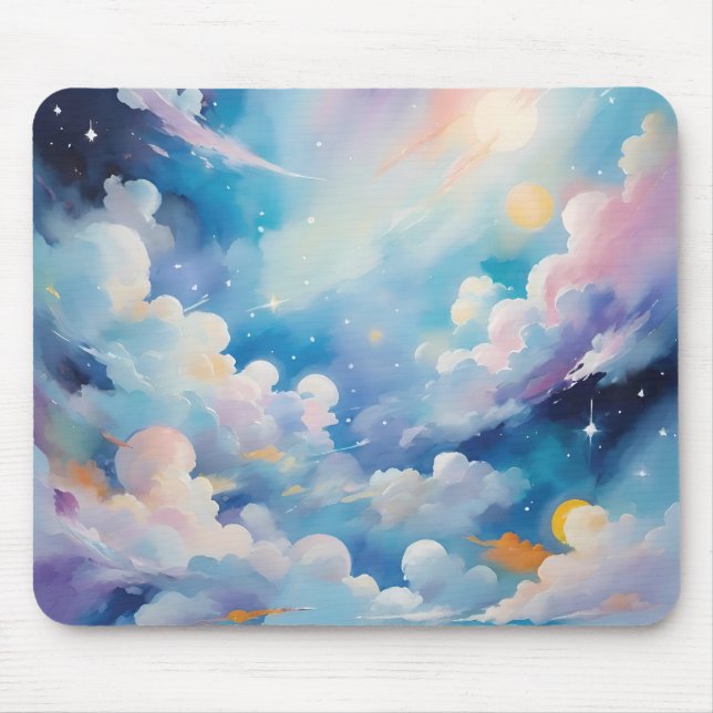 Abstrakt konst med himmel tema musmatta (Framsidan)