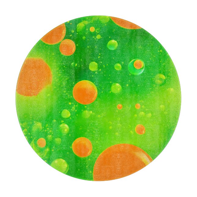 Abstrakt konst med orange och gröna bubblor (Framsidan)