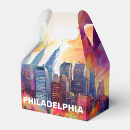 Abstrakt konst med siluett av Philadelphia Presentaskar