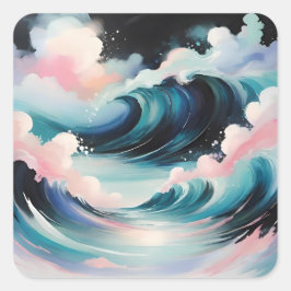 Abstrakt konst med vinkara havet fyrkantigt klistermärke