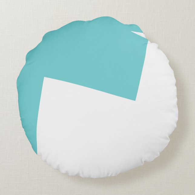 Abstrakt konst minimalism blå vit rund kudde (Baksidan)