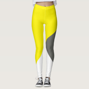 Abstrakt konst minimalism grå gul vit leggings