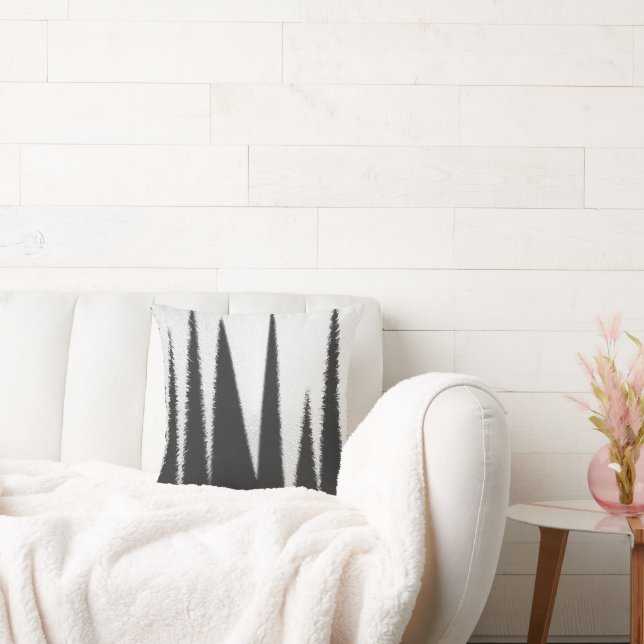 Abstrakt konst minimalism grå vita linjer kudde (Soffa)