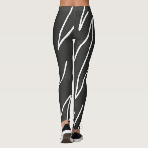 Abstrakt konst Minimalism Grå Vita Linjer Leggings