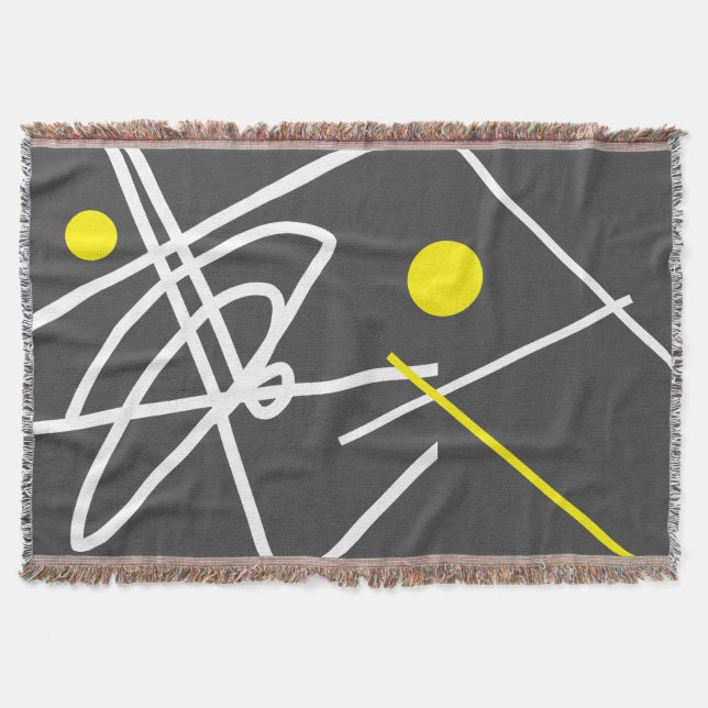 Abstrakt konst minimalism gul prick grå filt (Framsidan)