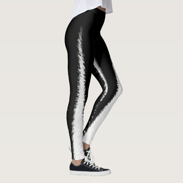 Abstrakt konst minimalism svart vita linjer leggings (Höger)