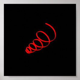 Abstrakt konst minimalistisk röd spiral svart affi poster