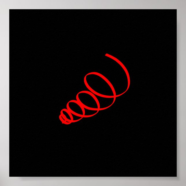 Abstrakt konst minimalistisk röd spiral svart affi poster (Framsidan)