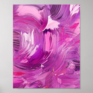 Abstrakt konst Modern lila Rosa Vit Poster