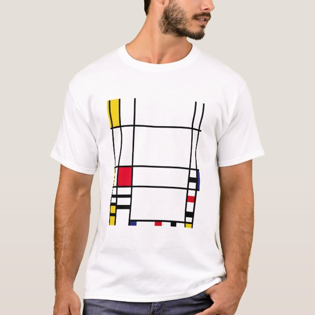 Abstrakt konst Mondrian "Trafalgar kvadrerar ", T Shirt (Framsida)